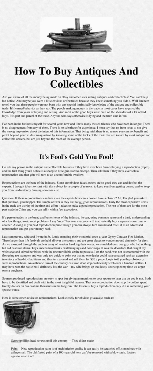 Product picture How To Buy Antiques And Collectibles With MRR